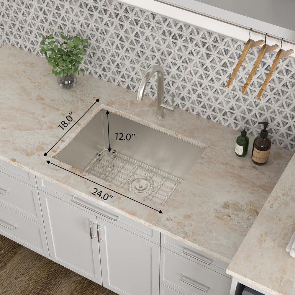 Sarlai 16 -Gauge Stainless Steel 23 in. Single Bowl Undermount Workstation Kitchen Sink Laundry Sink with All Accessories