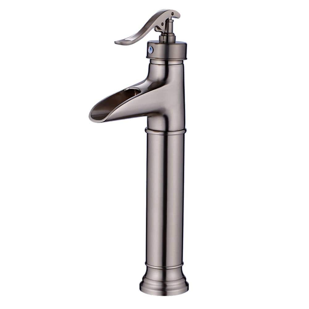 Lukvuzo Modern Contemporary Commercial Metering Single Handle Bathroom Sink Faucet Brushed Nickel