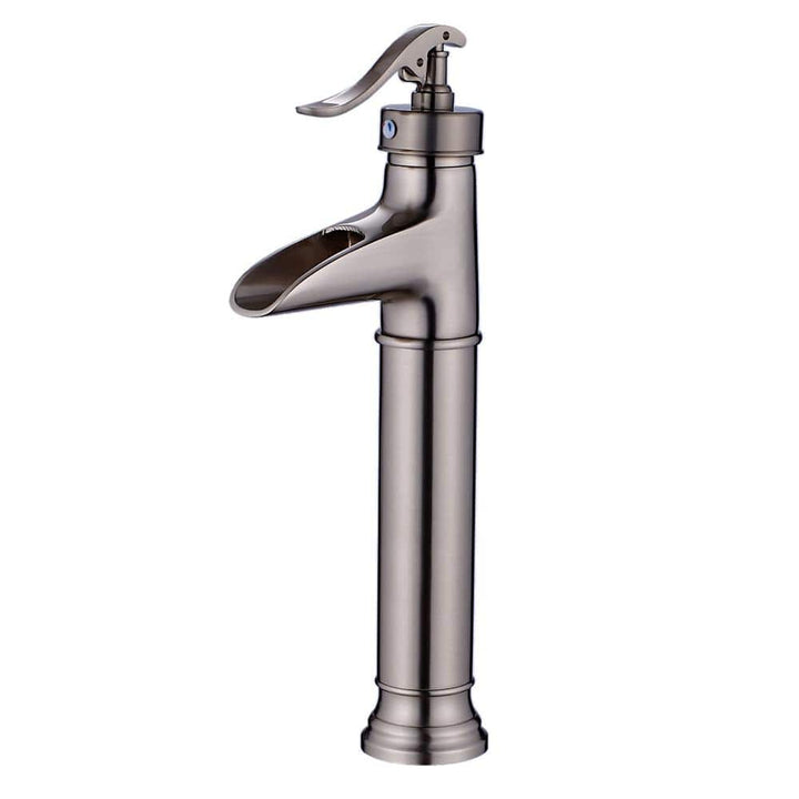 Lukvuzo Modern Contemporary Commercial Metering Single Handle Bathroom Sink Faucet Brushed Nickel