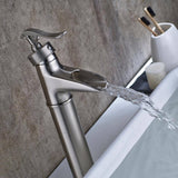 Lukvuzo Modern Contemporary Commercial Metering Single Handle Bathroom Sink Faucet Brushed Nickel