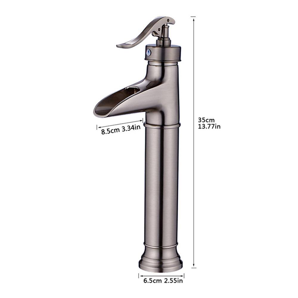 Lukvuzo Modern Contemporary Commercial Metering Single Handle Bathroom Sink Faucet Brushed Nickel