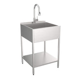 Transolid 15 Gal. 22.1 in. D x 24 in. W Freestanding Laundry Sink with Cabinet in Brushed Satin with Faucet