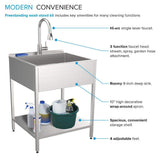 Transolid 15 Gal. 22.1 in. D x 24 in. W Freestanding Laundry Sink with Cabinet in Brushed Satin with Faucet