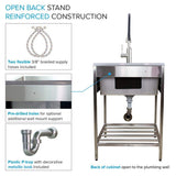 Transolid 25 in. x 22 in. Brushed Satin Stainless Steel Utility Sink with Wash Stand