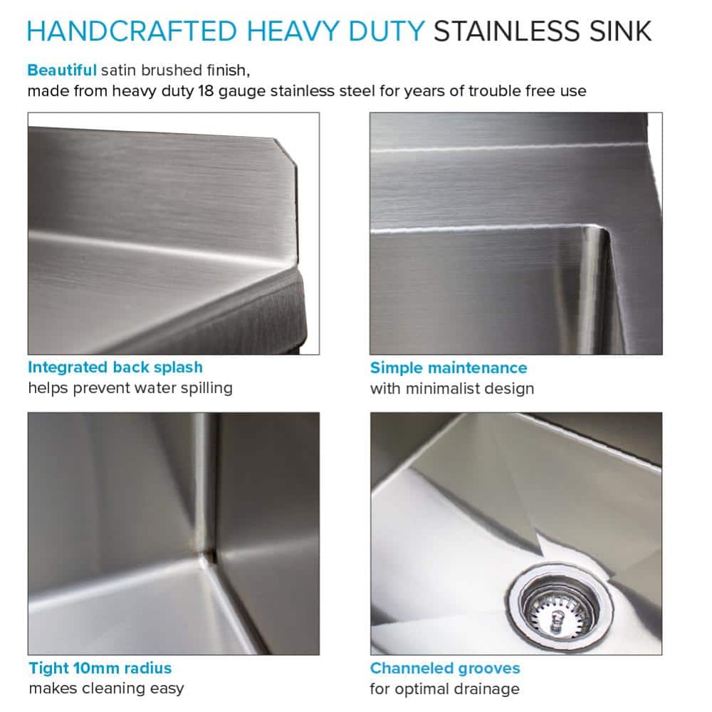 Transolid 25 in. x 22 in. Brushed Satin Stainless Steel Utility Sink with Wash Stand