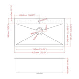 AKDY 32" x 18" x 9" Handmade Stainless Steel Top Mount Kitchen Sink, Single Basin with Tray & Strainer Kit