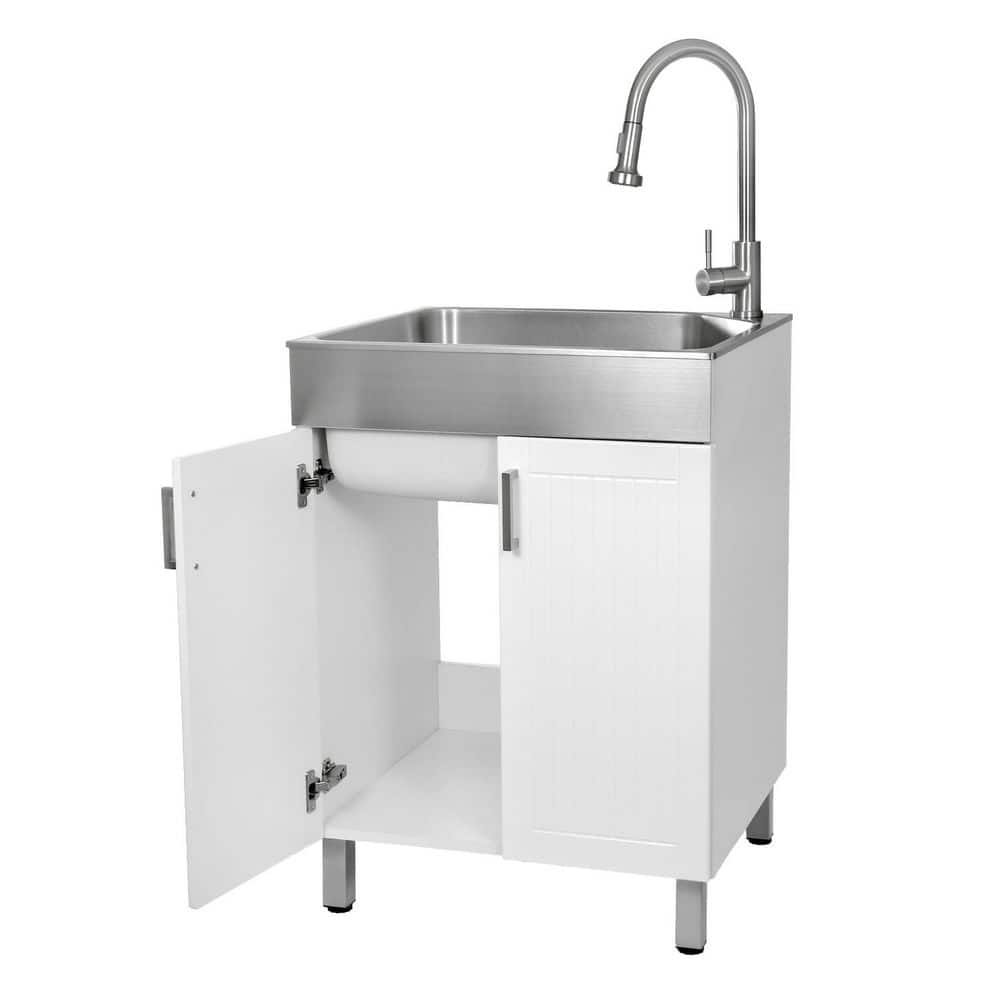 Presenza All-in-One Laundry Sink Cabinet with Stainless Steel Sink and Faucet