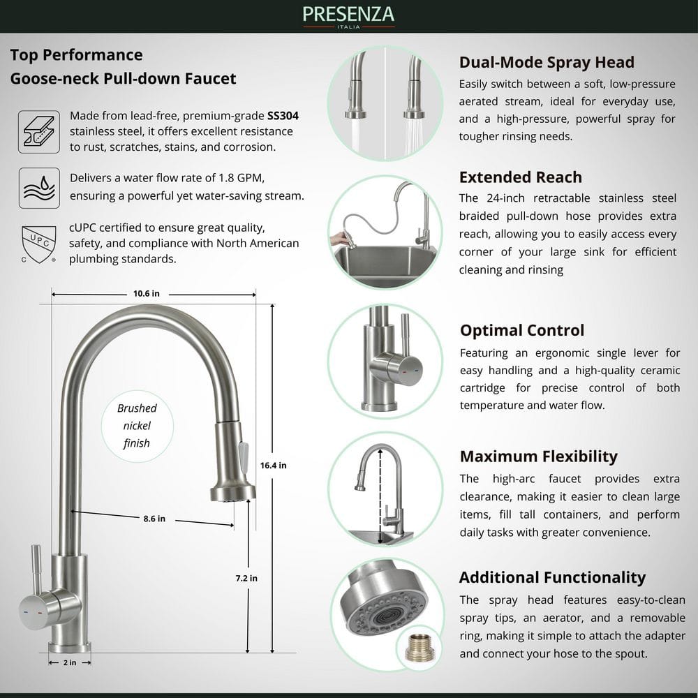 Presenza All-in-One Laundry Sink Cabinet with Stainless Steel Sink and Faucet