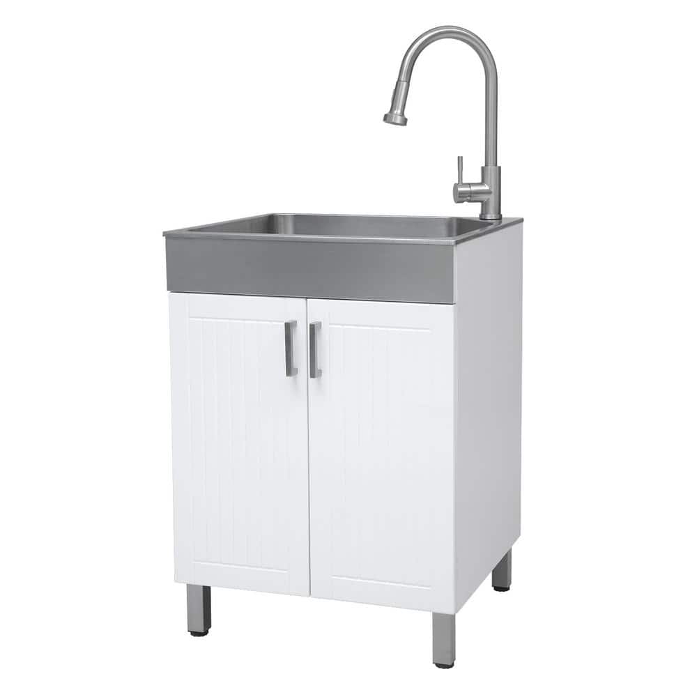 Presenza All-in-One Laundry Sink Cabinet with Stainless Steel Sink and Faucet