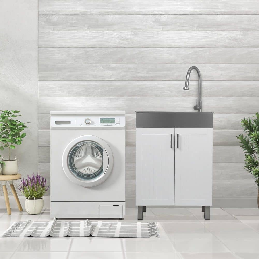 Presenza All-in-One Laundry Sink Cabinet with Stainless Steel Sink and Faucet