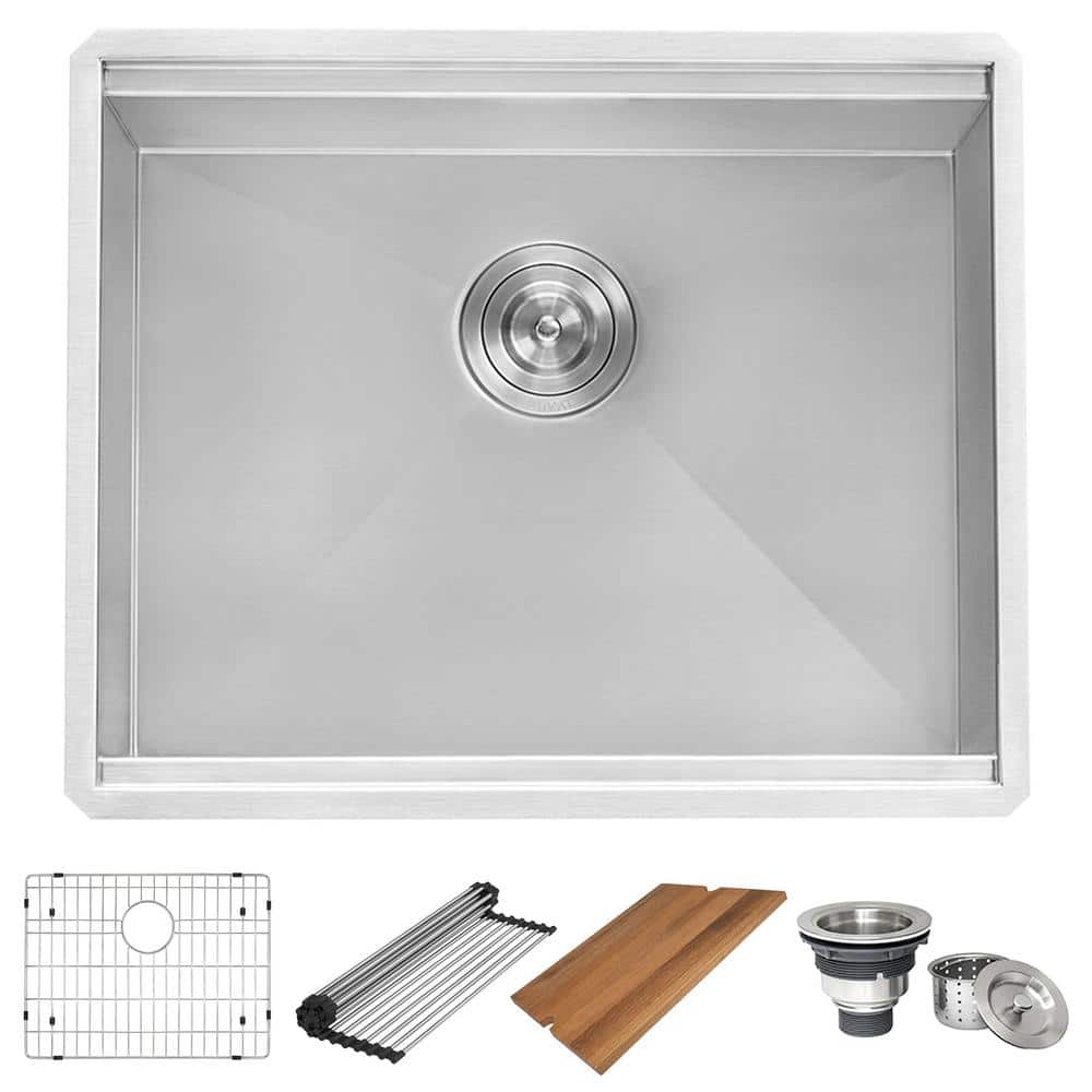 Ruvati 23 in. x 19 in. x 13 in. Single Bowl Undermount Laundry Utility Workstation Sink