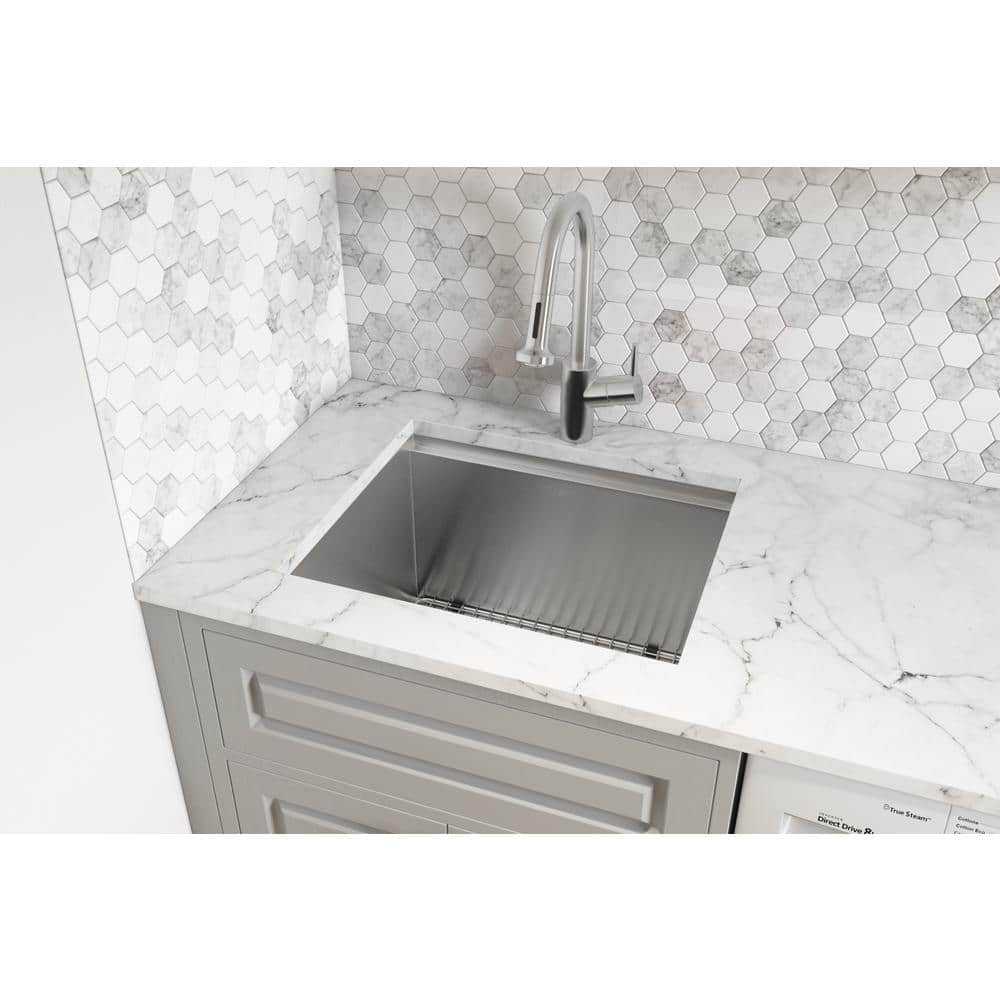 Ruvati 23 in. x 19 in. x 13 in. Single Bowl Undermount Laundry Utility Workstation Sink