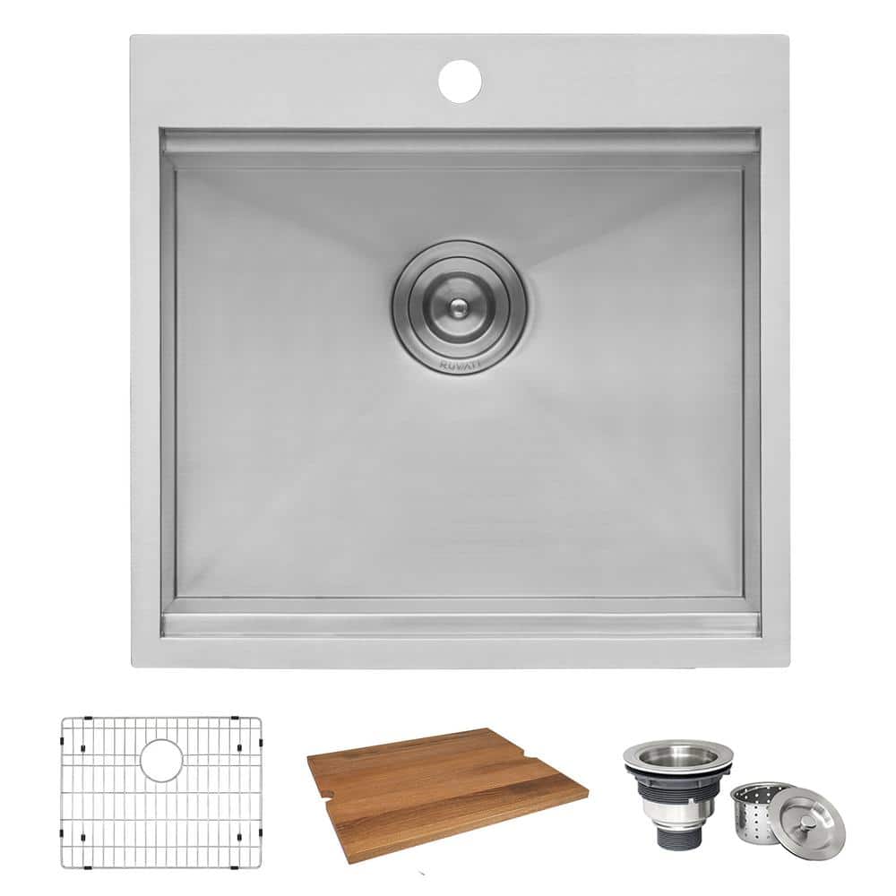Ruvati 21 x 20 x 12 inch Drop-in Topmount Laundry Utility Workstation Sink 16 Gauge Stainless Steel