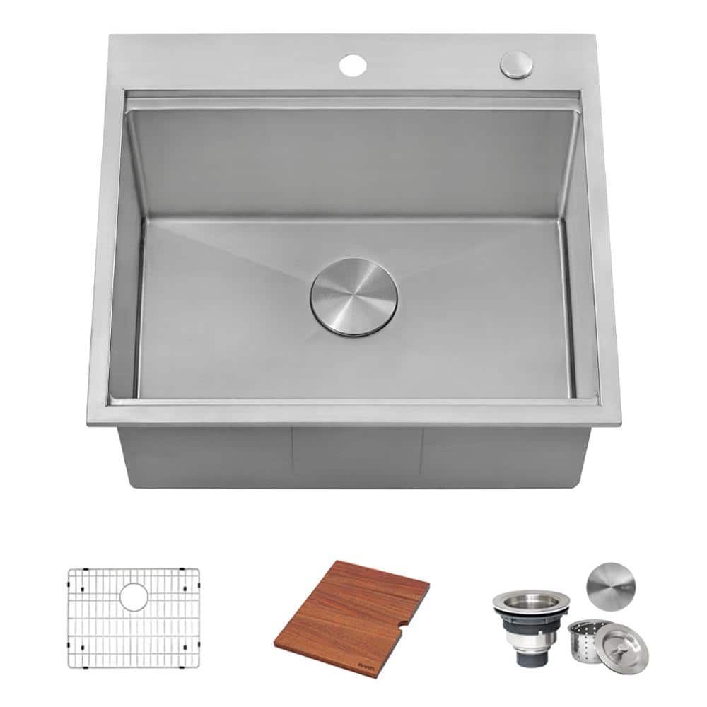 Ruvati Alto 25 x 22 x 12 Stainless Steel Topmount Laundry Utility Workstation Sink