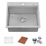 Ruvati Alto 25 x 22 x 12 Stainless Steel Topmount Laundry Utility Workstation Sink