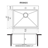Ruvati Alto 25 x 22 x 12 Stainless Steel Topmount Laundry Utility Workstation Sink