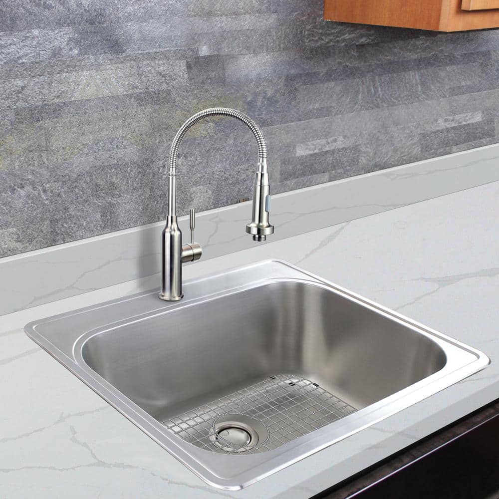 Transolid Meridian 25 in. x 22 in. Stainless Steel Drop-In Laundry Utility Sink Kit