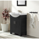 ANZZI Montburn 24-in Rich Black Single Sink Bathroom Vanity with White Ceramic Top, Mirror Included