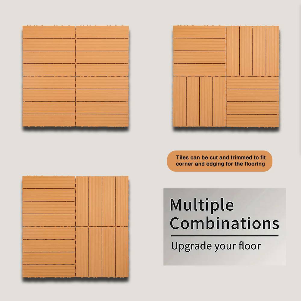 All Weather 1 ft. x 1 ft. Polypropylene Interlocking Deck Tiles in Burly Wood For Pool Balcony (44 Pack)