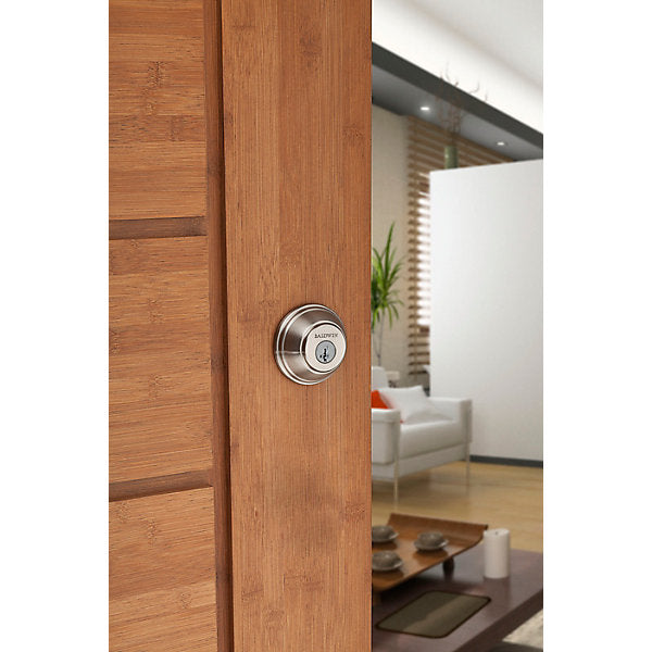 Prestige Satin Nickel Single Cylinder Round Deadbolt Featuring SmartKey Security