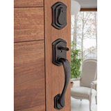 Prestige Medina Single Cylinder Venetian Bronze Exterior Door Handleset with Madrina Door Lever featuring SmartKey Security