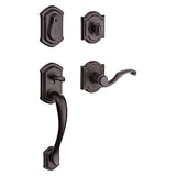 Prestige Medina Single Cylinder Venetian Bronze Exterior Door Handleset with Madrina Door Lever featuring SmartKey Security
