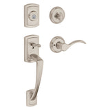 Prestige Nautica Single Cylinder Satin Nickel Door Handleset with Tobin Door Lever Featuring SmartKey Security