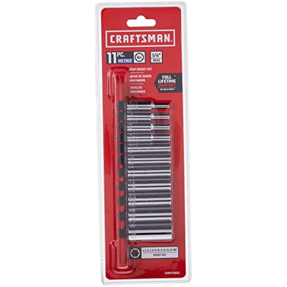 CRAFTSMAN 11-Piece Metric 1/4-in Drive 6-Point Deep Socket Set