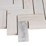 MSI Angora Herringbone 12 in. x 12 in. x 10mm Polished Marble Mesh-Mounted Mosaic Tile (10 sq. ft. / case)