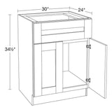 Home Decorators Collection Washington Vesper White Plywood Shaker Assembled Vanity Sink Base Kitchen Cabinet Sft Cls 30 in W x 24 in D x 34.5 in H