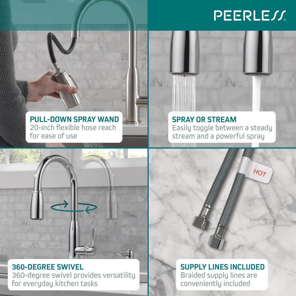 Xander Single-Handle Pull-Down Sprayer Kitchen Faucet in Chrome - Super Arbor