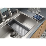 Lyric Dual Mount Workstation Stainless Steel 33 in 4-Hole Single Bowl Kitchen Sink with Integrated Ledge and Accessories - Super Arbor