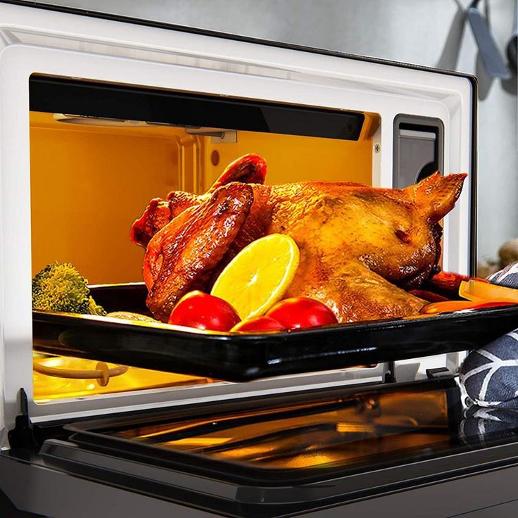 1400W 6 Slices of Bread Black 26 Qt Countertop Steam Convection Oven Toaster Oven, with Bread Cooking Trays
