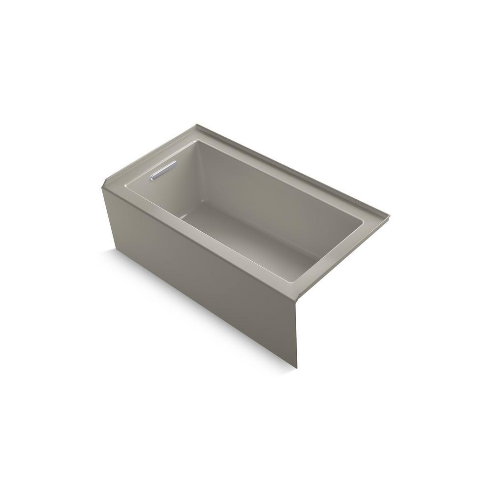 Underscore 60 in. Rectangular Alcove left Drain Bathtub in Ice Grey - Super Arbor