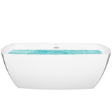 69 in. Acrylic Center Drain Rectangular Double Ended Flatbottom Freestanding Bathtub in White - Super Arbor