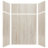 Expressions 48 in. x 48 in. x 96 in. 4-Piece Easy Up Adhesive Alcove Shower Wall Surround in Bianca - Super Arbor