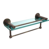 Fresno 16 in. L  x 5 in. H  x 5 in. W Clear Glass Bathroom Shelf with Vanity Rail and Towel Bar in Polished Chrome - Super Arbor