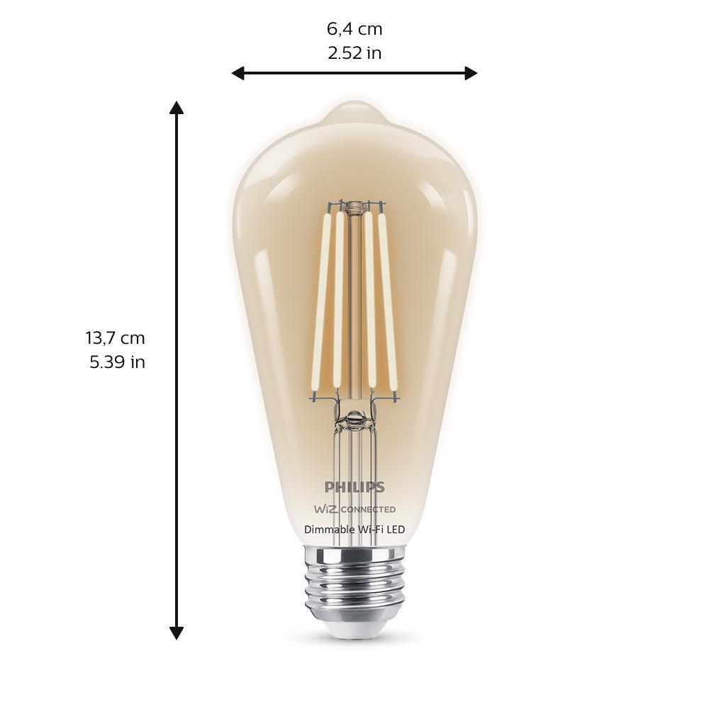 Soft White ST19 LED 40-Watt Equivalent Dimmable Smart Wi-Fi Wiz Connected Wireless Light Bulb (4-Pack) - Super Arbor