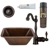 All-in-One Dual Mount Copper 17 in. Rectangle Bar/Prep Sink with Faucet and 2 in. Strainer Drain in Oil Rubbed Bronze