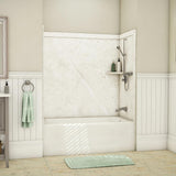 Elite 32 in. x 60 in. x 60 in. 9-Piece Easy Up Adhesive Tub Surround in Calacatta White - Super Arbor