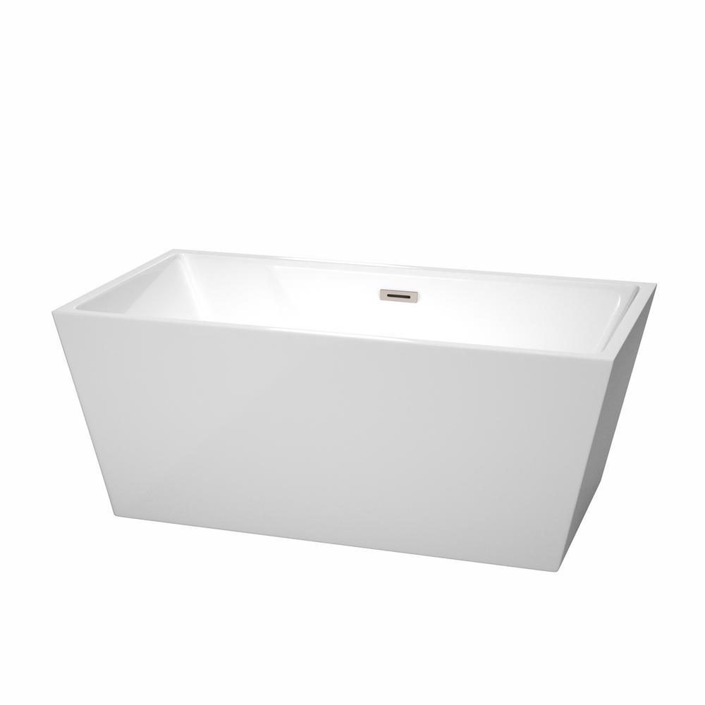 Sara 67 in. Acrylic Flatbottom Bathtub in White with Matte Black Trim