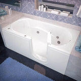 Rampart Nova Heated Step In 5 ft. Walk-in Whirlpool Bathtub with 6 in. Tile Easy Up Adhesive Wall Surround in White - Super Arbor