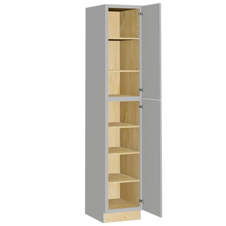 Home Decorators Collection Grayson 18 in. W x 24 in. D x 96 in. H Assembled Plywood Pantry Kitchen Cabinet in Pearl Gray with Soft Close RH