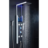 53 in. 4-Jet Shower Panel System with Shelf LED Rainfall Waterfall Head Handshower and Bidet Sprayer in Silver Black