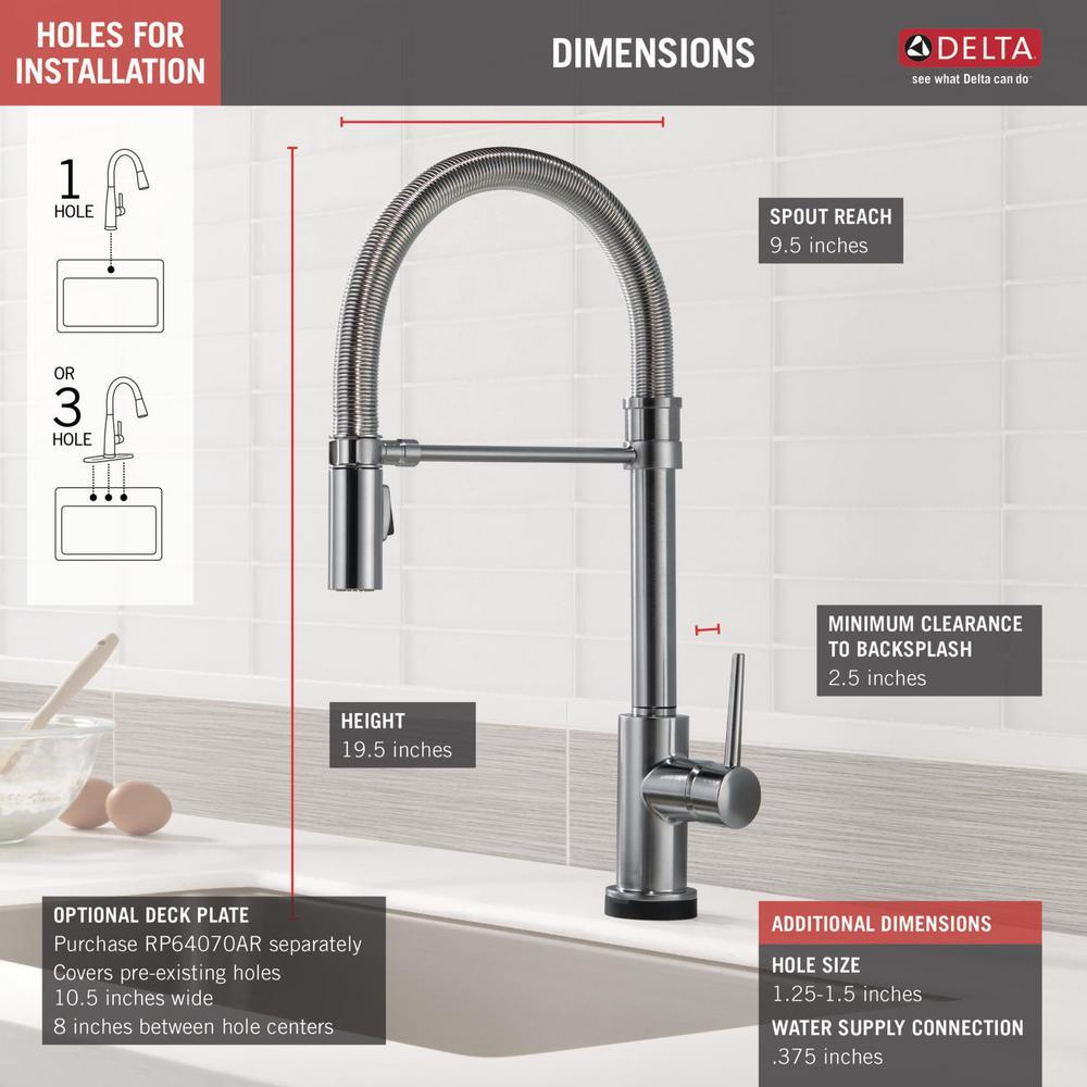 Trinsic Pro Single-Handle Pull-Down Sprayer Kitchen Faucet with Touch2O Technology and Spring Spout in Arctic Stainless - Super Arbor