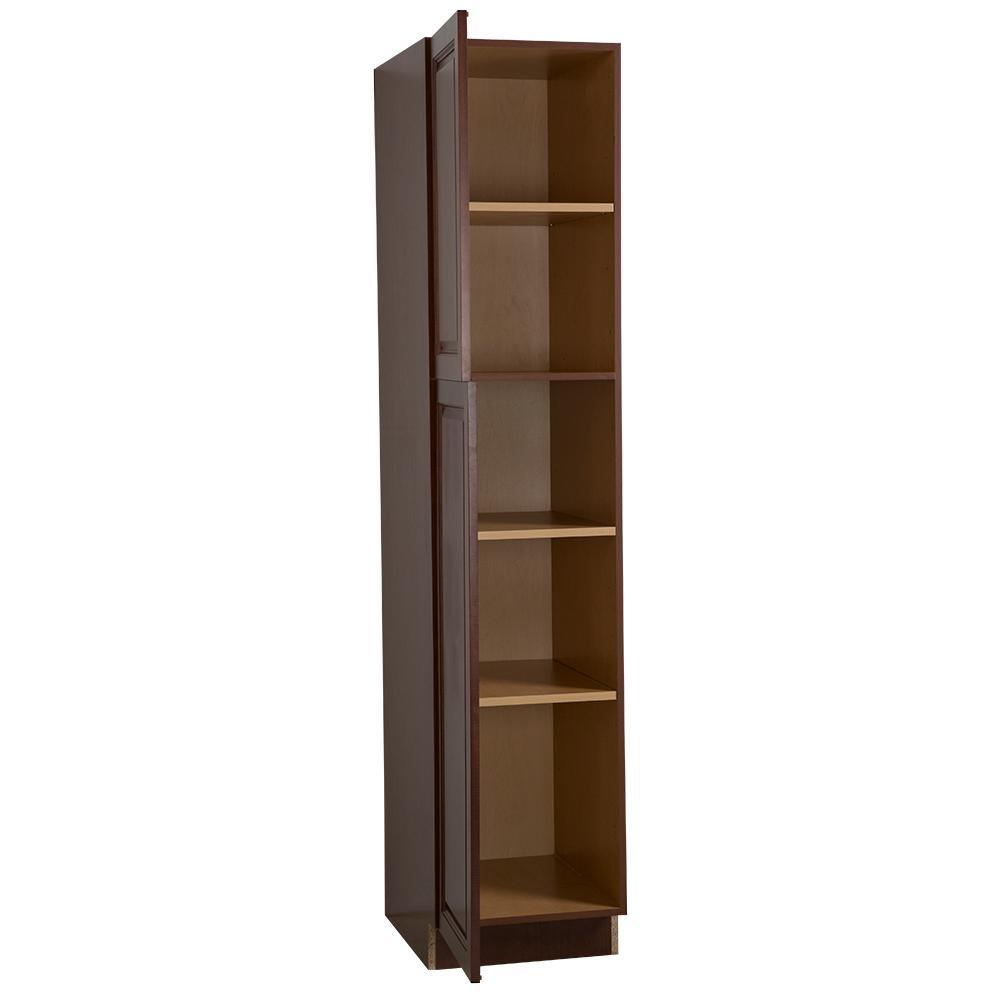 Benton Assembled 18x84x24 in. Pantry Cabinet with Adjustable Shelves in Amber - Super Arbor