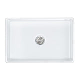 Explore Farmhouse Apron Front Fireclay 30 in. Single Bowl Kitchen Sink in Gloss White