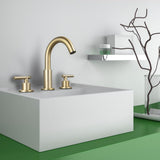 8 in. Widespread 2-Handle Mid-Arc Bathroom Faucet with Valve and cUPC Water Supply Lines in Brushed Gold - Super Arbor