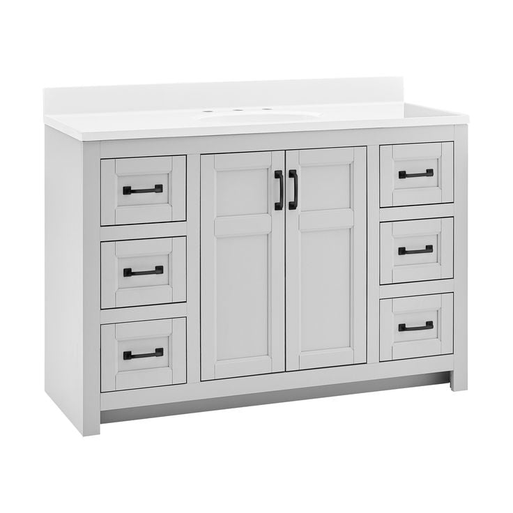 Style Selections Lowry 49-in Light Gray Single Sink Bathroom Vanity with White Acrylic Top