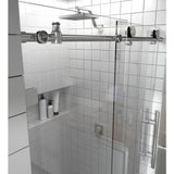 60 in. x 78 in. Frameless Sliding Shower Door in Brushed Nickel - Super Arbor